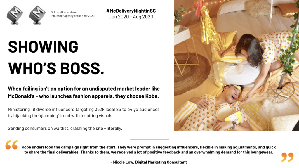 influencer marketing case study in the F&B industry, influencer marketing campaign in the F&B industry, Kobe case study, kobe award-winning case study